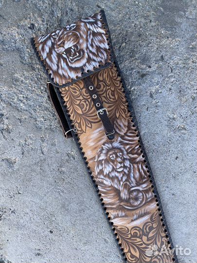 Набор шампуров в кожаном чехле