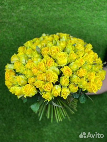 51 жёлтая роза, цветы, букет, 101, 41, 39,25