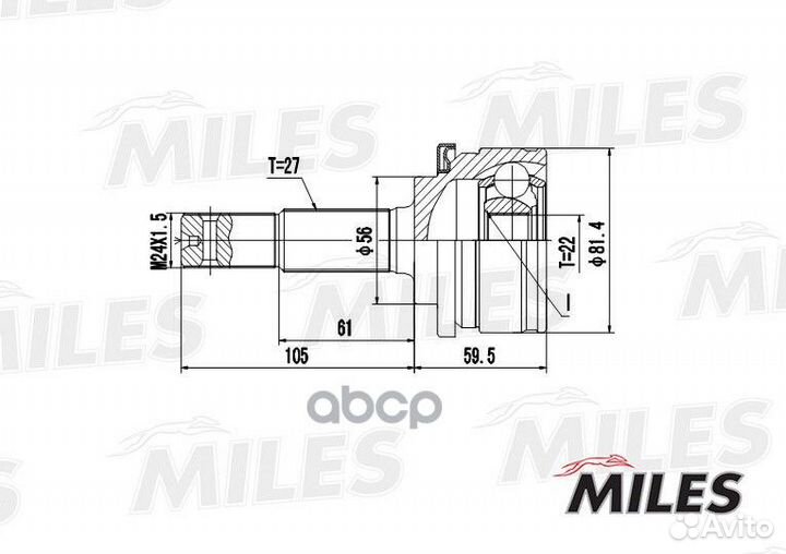 Miles ШРУС нар. nissan primera P10 1.6/2.0D 90-96