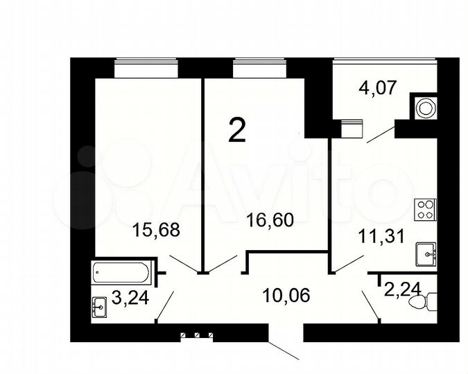 2-к. квартира, 63 м², 13/16 эт.