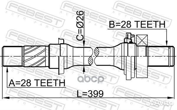 Вал mazda 6 -05 приводной 28X399X28