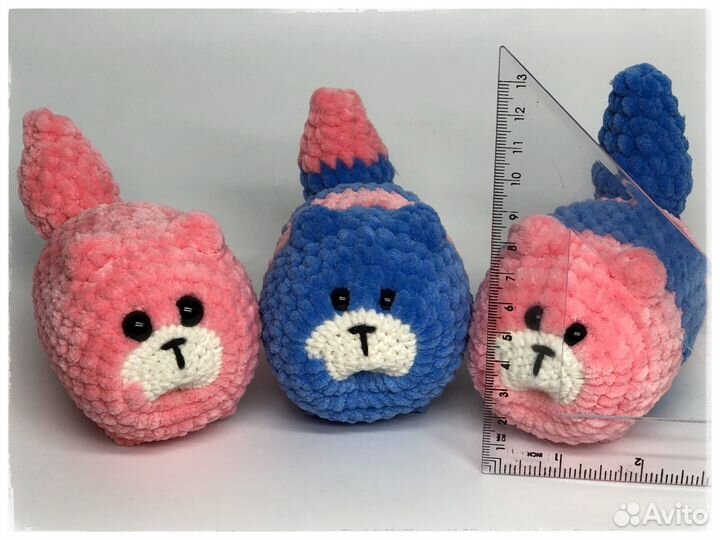 Мягкая вязаная игрушка ручной работы Котик колобок