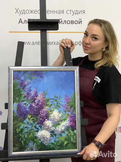 Картина холст масло сирень цветы