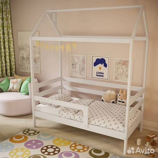 Кроватка домик берёза от 2х лет с бортиком