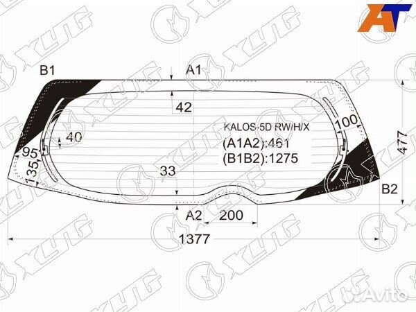Стекло заднее chevrolet aveo