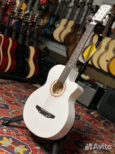 Акустическая гитара белая cowboy 3810C