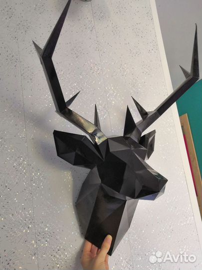 Полигональная фигура: Голова оленя из бумаги декор