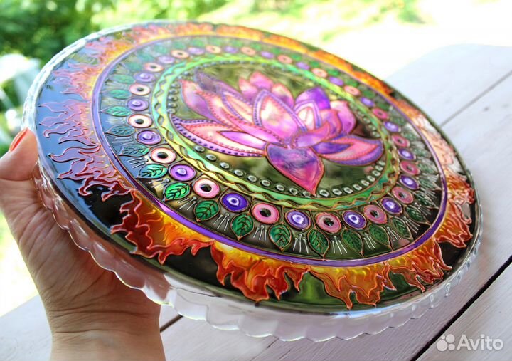 Тарелка обеденная - витраж Лотос