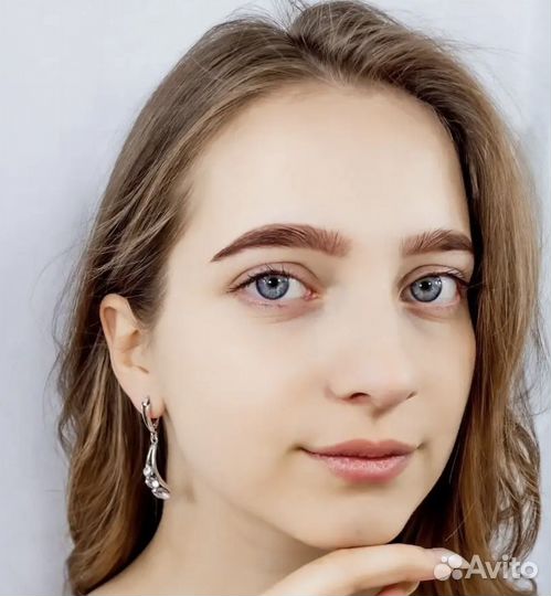 Серьги женские серебристые. Жемчужина. Россия