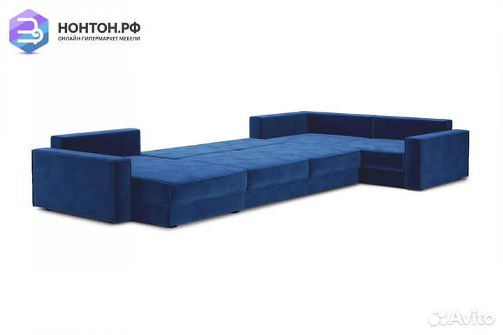 Диван п-образный тик-так Сохо темно-синий