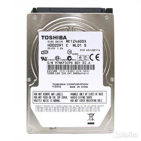 Жесткий Диск Toshiba MK1246GSX 120Gb sataii 2,5