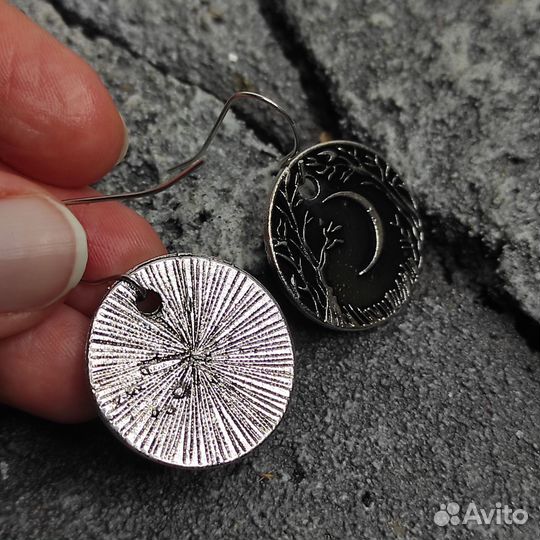 Серьги Луна в лесу