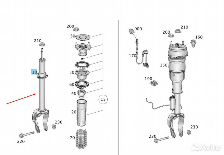 A2053200130 Амортизатор стойка на Mercedes