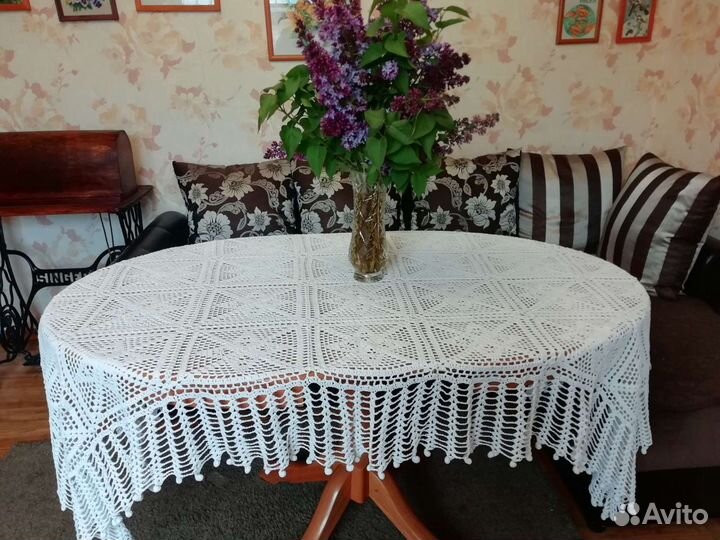 Винтажная скатерть, вязаная крючком