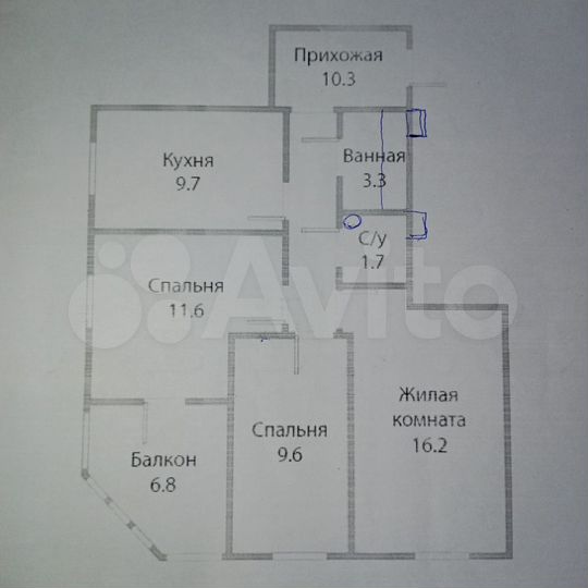 3-к. квартира, 63 м², 15/16 эт.