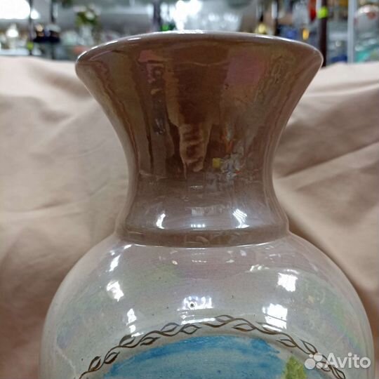 Ваза СССР 36см ручная роспись пейзаж (сзр)