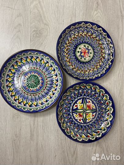 Лт1625с (25см.) Тарелка порционная с синей каймой