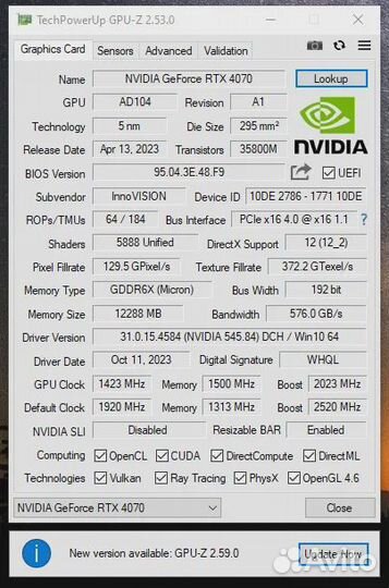 Видеокарта Rtx 4070 12Gb