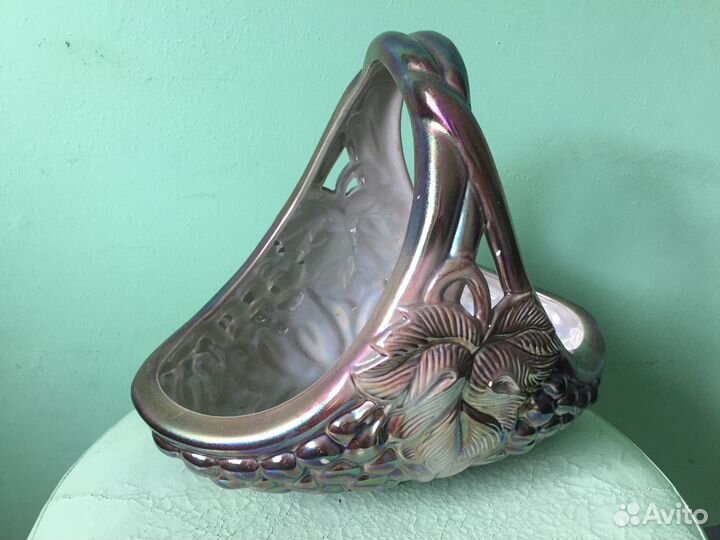 Корзинка, керамика, перламутр. глазурь, СССР