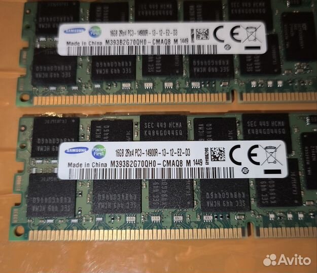 Комплект 32 Гб (2*16) ddr3 ecc reg 1866MHz Samsung