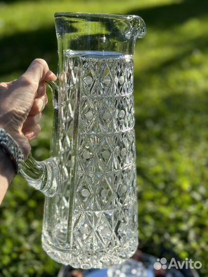 Хрустальный кувшин СССР Клюква