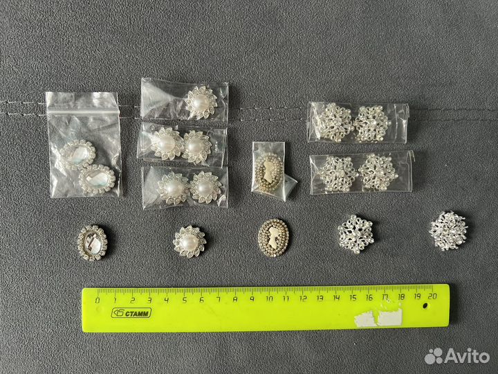 Брошь, кабошон, стразы для рукоделия