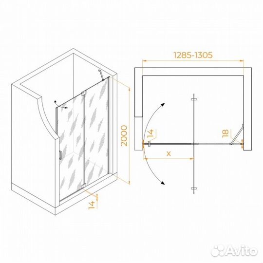Душевая дверь RGW Hotel HO-014B 130 матовая