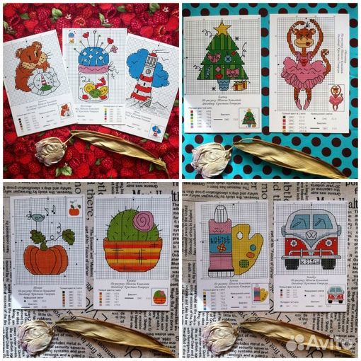 Набор из 9 открыток, схемы для вышивания