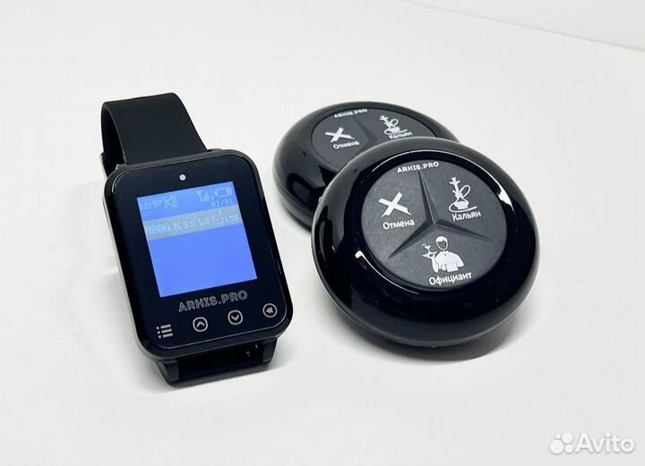 Влагозащищенные кнпока вызова и часы официанта