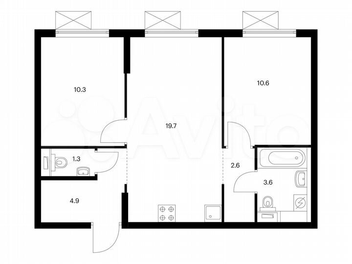 2-к. квартира, 53 м², 23/25 эт.