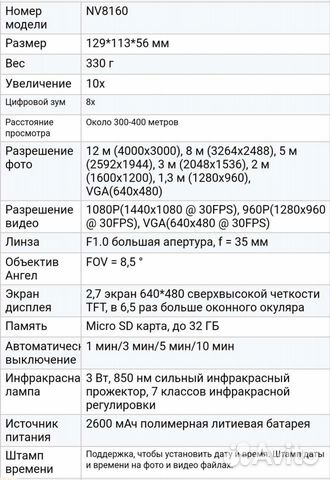 Прибор ночного видения NV 8160