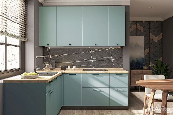 Кухня с навесными шкафами