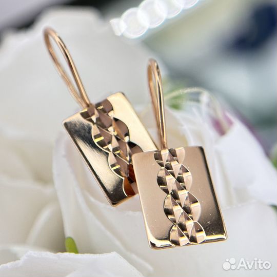 Золотые серьги пластины 585 золото новое