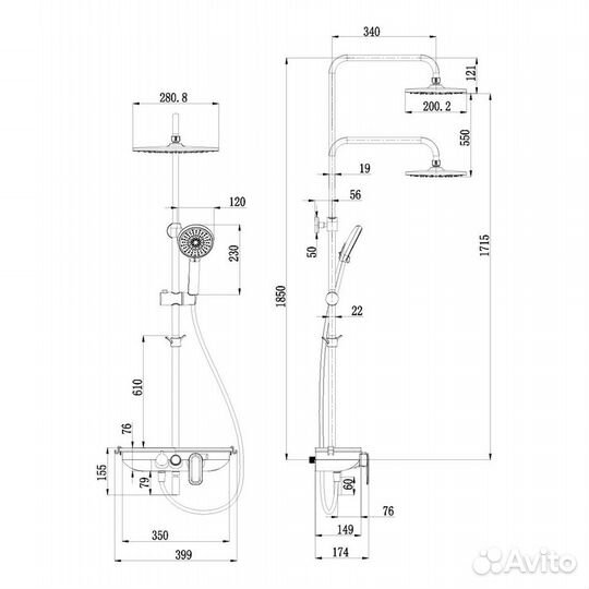 Душевая стойка Lemark Tropic LM7012BL чёрная к