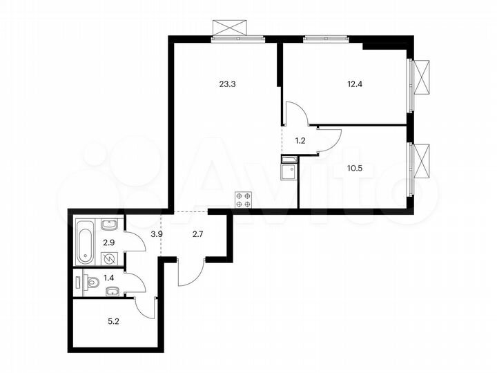 2-к. квартира, 63,5 м², 23/25 эт.