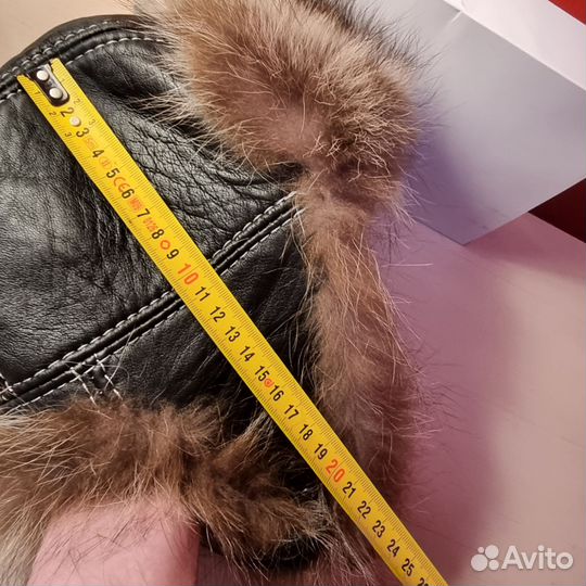 Шапка мех Песца 57см/кожа натур ушанка