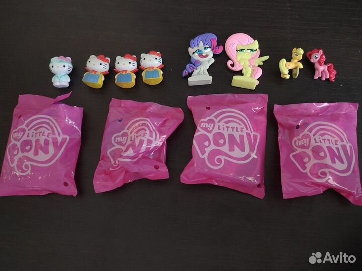 My Little Pony и Hello Kitty фигурки