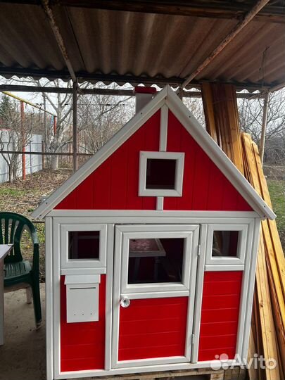 Детский игровой домик уличный деревянный