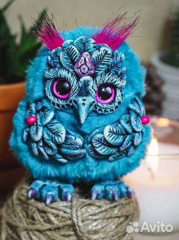 Сова бирюзовая ручная работа