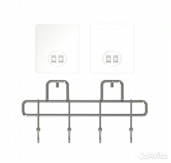 Вешалка для ванной 4 крючка самоклеящаяся металл х