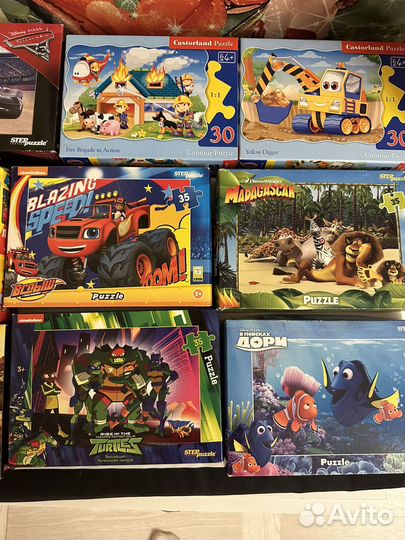 Пазлы детские от 24 до 104 деталей, кубики