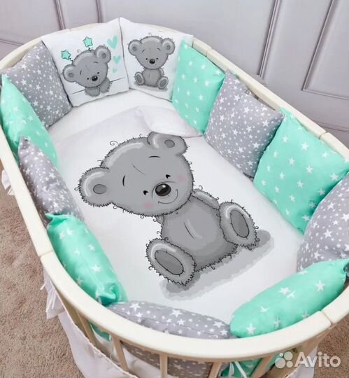 Комплект бортики и одеяло в детскую кроватку