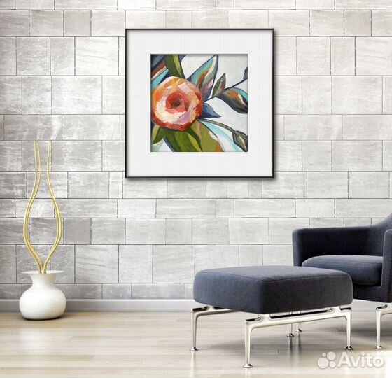 Интерьерная карина маслом. Красные цветы