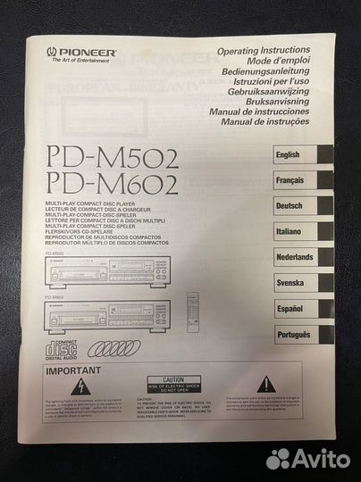 Pioneer PD-M502, Pioneer PD-M602 Инструкция Мануал
