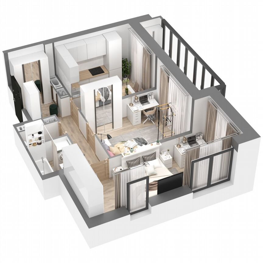 2-к. квартира, 55 м², 2/23 эт.
