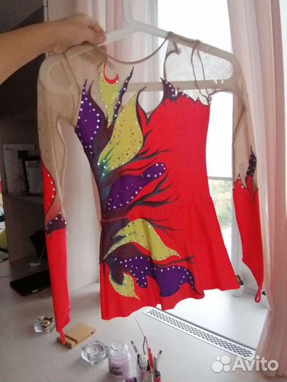 Купальник художественная гимнастика 6-8 лет яркий