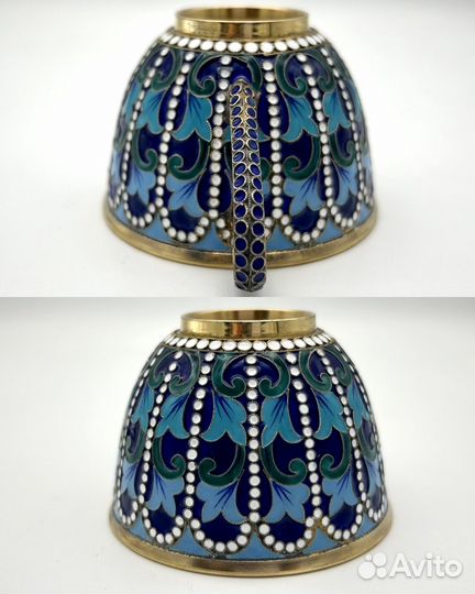 Чайная / кофейная пара серебро 916 пр эмаль 190,4г