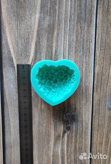 Силиконовая форма для мыла, воска сердце с розами