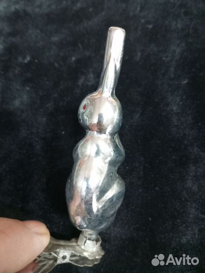 Ёлочная игрушка на прищепке заяц СССР