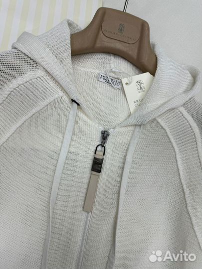 Brunello cucinelli кофта на молнии белая и черная